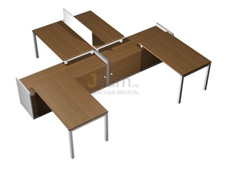 Мебель для персонала Рабочая станция (4x160) на 2-x опорных тумбах-купе КВ 0187 БН