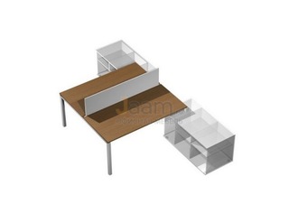 Мебель для персонала Рабочая станция (2х120) с настольным экраном ДСП (белый премиум) на 2-х опорных тумбах левой-правой (БЕЗ ТУМБ) КВ 0139