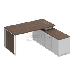 Кабинет руководителя Стол руководителя на опорной тумбе с декоративной вставкой (левый/правый) БР 107