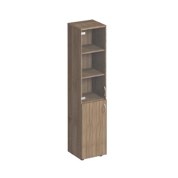 Шкаф для документов узкий со стеклом Комфорт МП2 К 381 400x380x2000 (Дуб шамони темный)