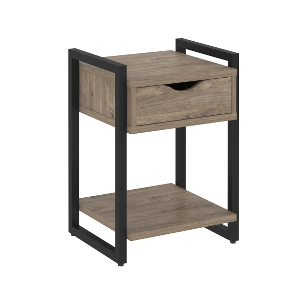 Тумба на регулируемых опорах с ящиком и полкой VR.L-T1.O 500x460x719 (Тиквуд Темный/Черный металл)