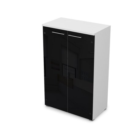 Шкаф средний со стеклом Gloss line 9НШ.017.7 800x450x1245 (Белый премиум)