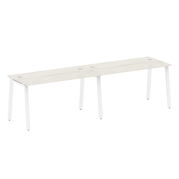 Рабочая станция на 2 рабочих места на А-образном м/к Metal System Style БА.СМ-2.3 2800x720x750 (Дуб наварра/Белый металл)