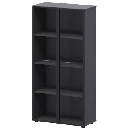 Шкаф высокий со стеклом в ал. рамке Кортез СМШ48RS 792x380x1595 (Графит)