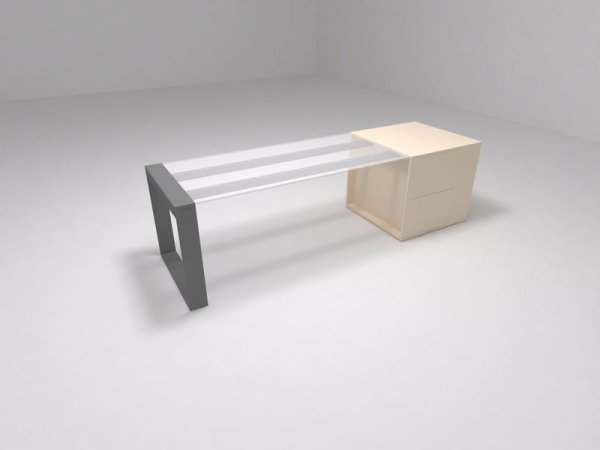 Стол приставной к тумбе, столешница стекло Brix BR.00.25 1800x750x800 (СтеклоСерый)