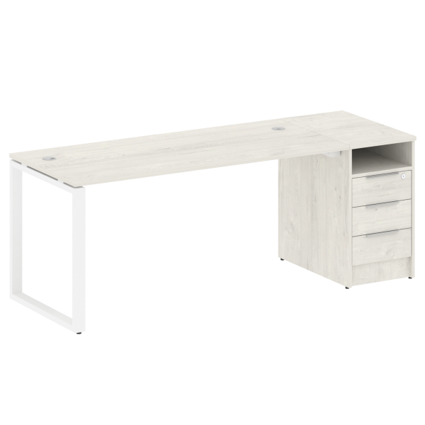 Рабочая станция Metal System Style БО.РС-СТП1.4 1812x720x750 (Дуб Наварра/Белый металл)