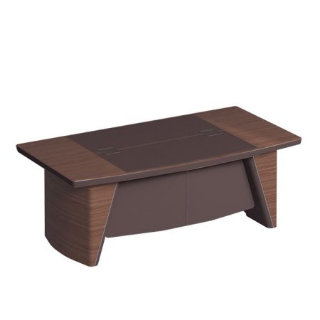 Стол руководителя с фронтальной панелью, столешница дерево/ кожа ISixty S210H 2100x1100x740 (Табачный Ясень)