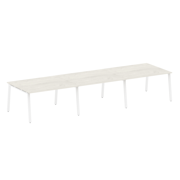 Стол для переговоров (3 столешницы) на А-образном м/к Metal System Style БА.ПРГ-3.3 4200x1235x750 (Дуб наварра/Белый металл)