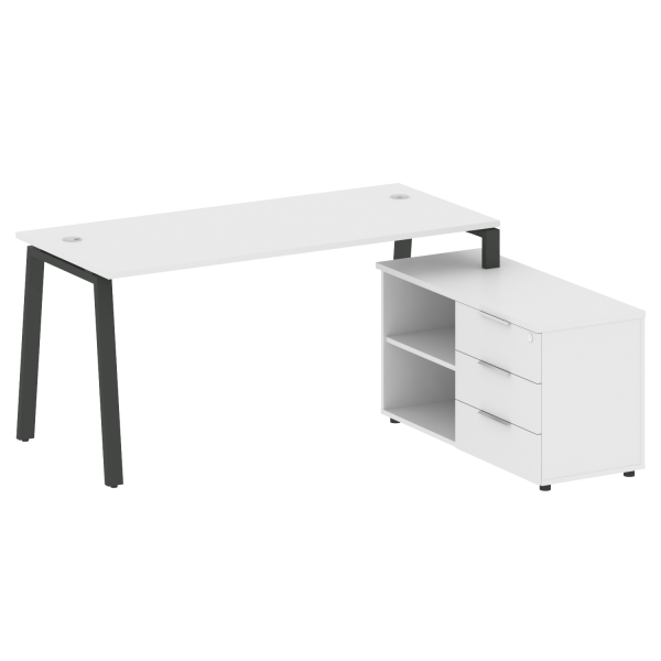 Рабочая станция с тумбой на А-образном м/к Metal System Style БА.РС-СТС-2.4 (R) 1700x1520x750