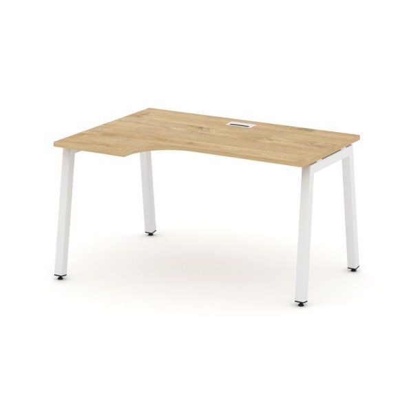 Стол рабочий эргономичный SN-5A.SPA-021(L) (1380х800/980х750) (Тиквуд Светлый/Металл Белый)