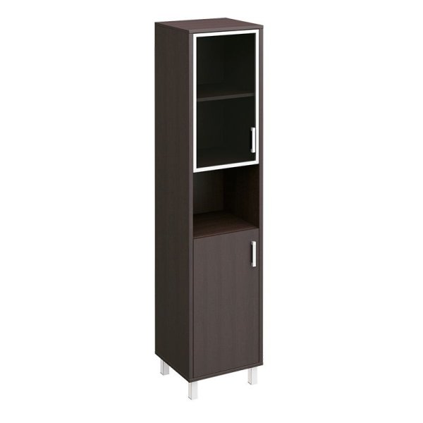 Шкаф левый стекло в раме + ДСП без замка + ниша Борн B 431-819 480x450x2074 (Венге)