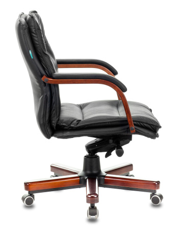 Кресло руководителя T-9927WALNUT-LOW черный кожа низк.спин. крестов. металл/дерево (Черный)