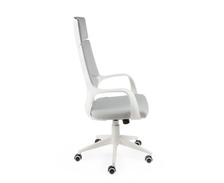 Кресло офисное / IQ / (white+grey) белый пластик / серая ткань (Серый)