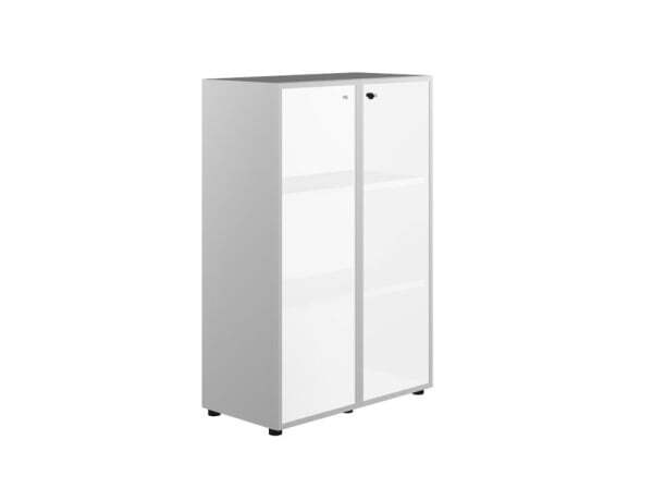 Шкаф средний, стекло белое матовое, рама хром Z2 IDEV86M I C 860x450x1310 (Орех каналетто)