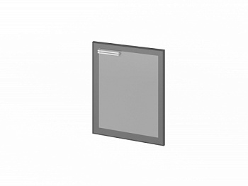 Дверь низкая стеклянная в профиле FI-013R правая. Фурнитура INOX 560x20x670