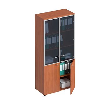 Шкаф для документов со стеклянными дверьми в рамке Матрица ФС 783 900x460x1970