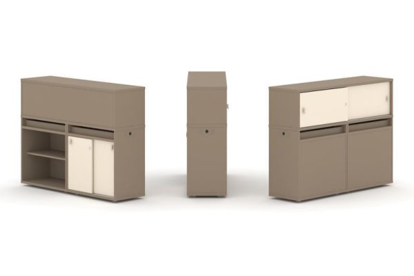 Тумба двойная + низкая надставка ES.NB.2N-10 (1500х410х1135) (Латте/Сатин)