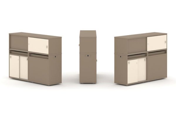 Тумба двойная + низкая надставка ES.NB.2N-21 (1500х410х1135) (Латте/Сатин)