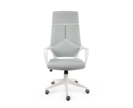 Кресло офисное / IQ / (white+grey) белый пластик / серая ткань (Серый)